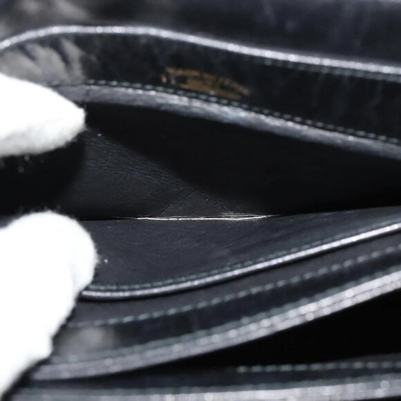 GUCCI Web Sherry Line Shoulder Bag Leather Black Gold Auth ep9327 - Picture 12 of 15